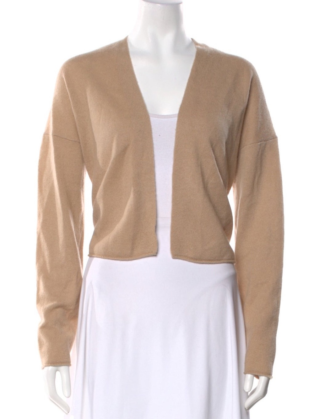 Naked Cashmere Cropped Open Front Cardigan Latte Tan Natural Cozy Sweater Sz S